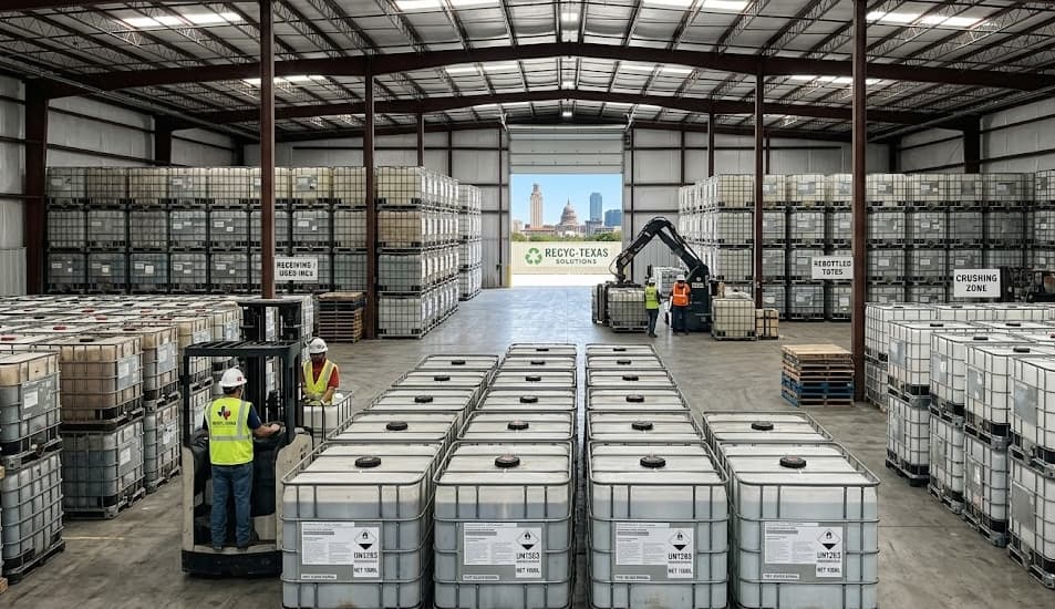 Panoramic view inside IBC Recycle Services processing facility